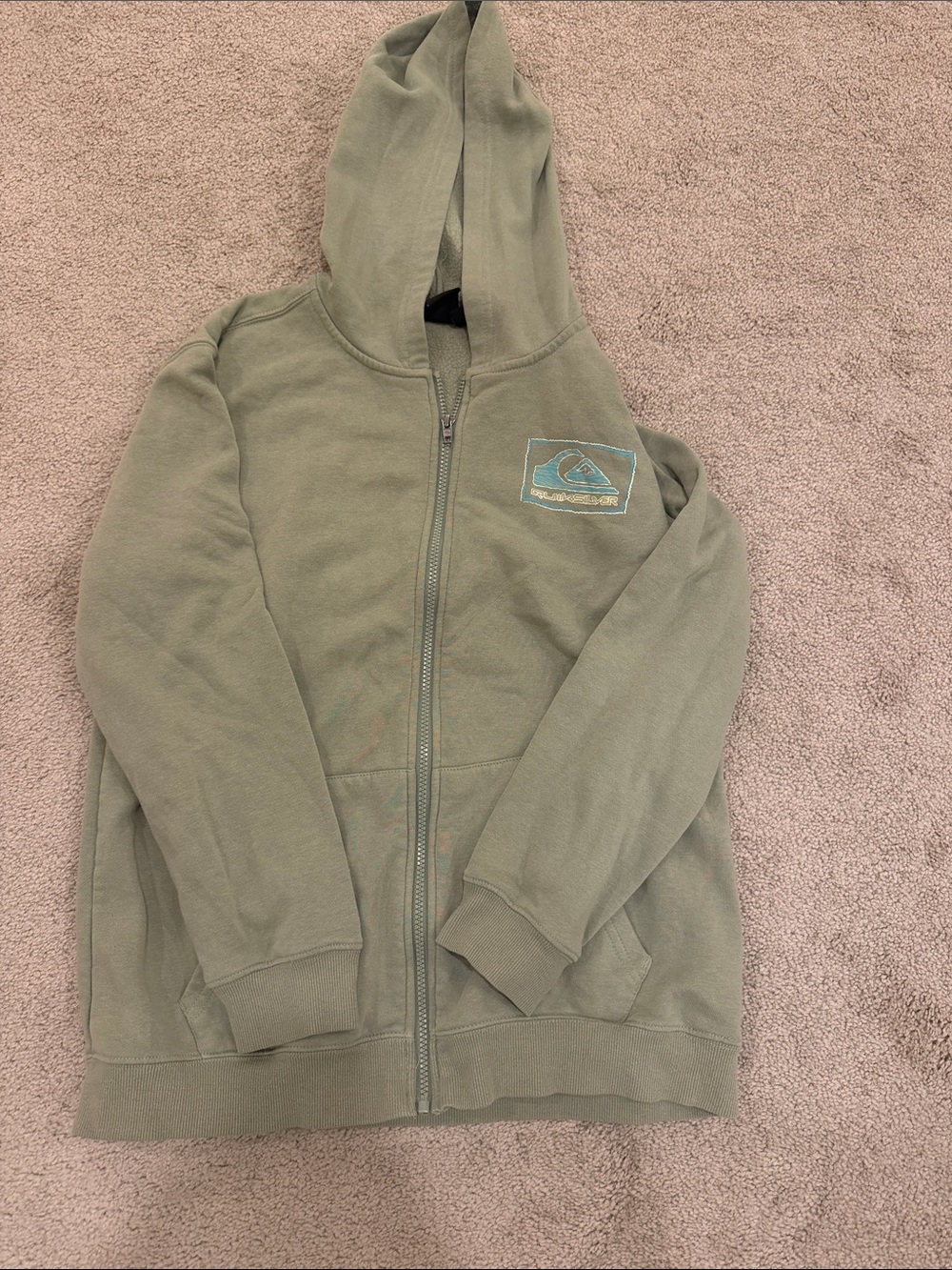 Quiksilver Kids' Olive Zip-Up Hoodie with Logo Patch